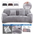 thumbnail image 3 of CHOK 2024 Housse de Chaise en Velours de Luxe Extensible Lavable Gris Argenté, 3 of 7