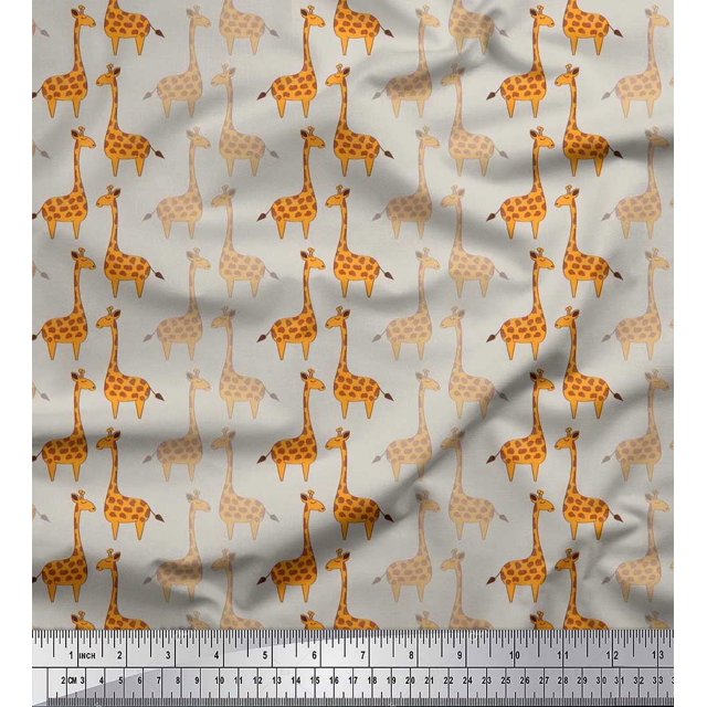 Soimoi Rayon Fabric Giraffe Kids Decor Fabric Printed Yard 56 Inch Wide