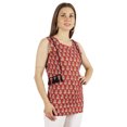 thumbnail image 2 of Moomaya Tunique Sans Manches en Coton Imprimé à Col en V Haut Long d'Été Blouse Décontractée pour Femmes, 2 of 6