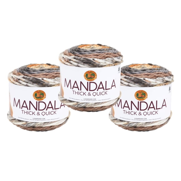 (3 Pack) Lion Brand Yarn Mandala Thick & Quick Bulky Yarn Stairwell