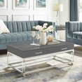 thumbnail image 1 of Inspired Home Table Basse Maximo 2 Tiroirs Pieds en Acrylique à Fini Très Lustré Base en Acier Inoxydable Chromé Design Moderne, Gris Foncé/chrome, 1 of 9