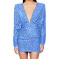 thumbnail image 4 of Pisexur Robes pour Femmes Robe de Cocktail à Col en V Profond Robe de Soirée à Paillettes de Mode Robe de Boîte de Nuit de Fête Tunique Dos Ouvert Robes de Retour à la Maison Robe Élégante pour Invitée de Mariage Robe Midi, 4 of 6