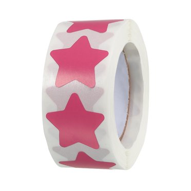 Unique Bargains Autocollants Étoiles 1 Pouce 1 Rouleau Étiquettes Adhésives PVC DIY Notes, Cartes de Vœux, Boîtes Cadeaux, 500 Unités/rouleau Rose