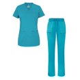 thumbnail image 1 of Adar Scrub Set for Women - Curved V-Neck Scrub Top & Tapered Drawstring Scrub Pants, 1 of 7