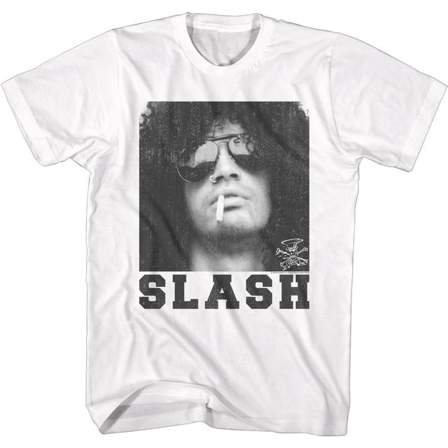 Slash Guns N Roses Smoking Slash T-Shirt Blanc pour Adulte