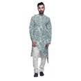 thumbnail image 1 of Atasi Designer Printed Summer Wear Long Kurta With White Pajama Set For Men, 1 of 3