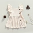 thumbnail image 4 of Fortune Robe Côtelée pour Bébés Filles Couleur Unie Manches Volantes Volants Robe Trapèze, 4 of 8