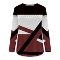 thumbnail image 4 of FAIWAD Women's Long Sleeve Tunic Tops Round Neck Color Block Plus Size Comfy Pullover Tops, 4 of 5