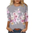 thumbnail image 2 of Xihbxyly Hauts pour Femmes Décontractés Mode pour Femmes Manches Trois Quarts Rétro Col Rond Imprimé de Pâques Hauts Amples Blouse, 2 of 4
