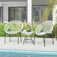 thumbnail image 4 of Costway 3 PCS Patio Acapulco Furniture Bistro Set Plastic Rope Glass Table White, 4 of 10