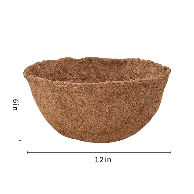Mainstays Doublure Ronde en Fibre de Coco de 12 Po, Fabriquée à Partir de Fibres de Coco 100 % Naturelles, Mesurant 12 Pouces de Large et 6 Pouces de Profondeur, Conçue pour les Paniers de Jardinière afin de Rétenir l'Humidité et de Favoriser la circulation de l'Air Tout en Prévenant les Fuites de Terre, Écologique et compostable, Convient à Diverses Plantes, Y Compris les Succulentes et les Fougères.