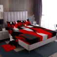 thumbnail image 1 of Erosebridal Ensemble de Draps Moderne Abstrait Format Simple, Draps Art Aquarelle Simple, Rouge Noir 3 Pcs, 1 of 7