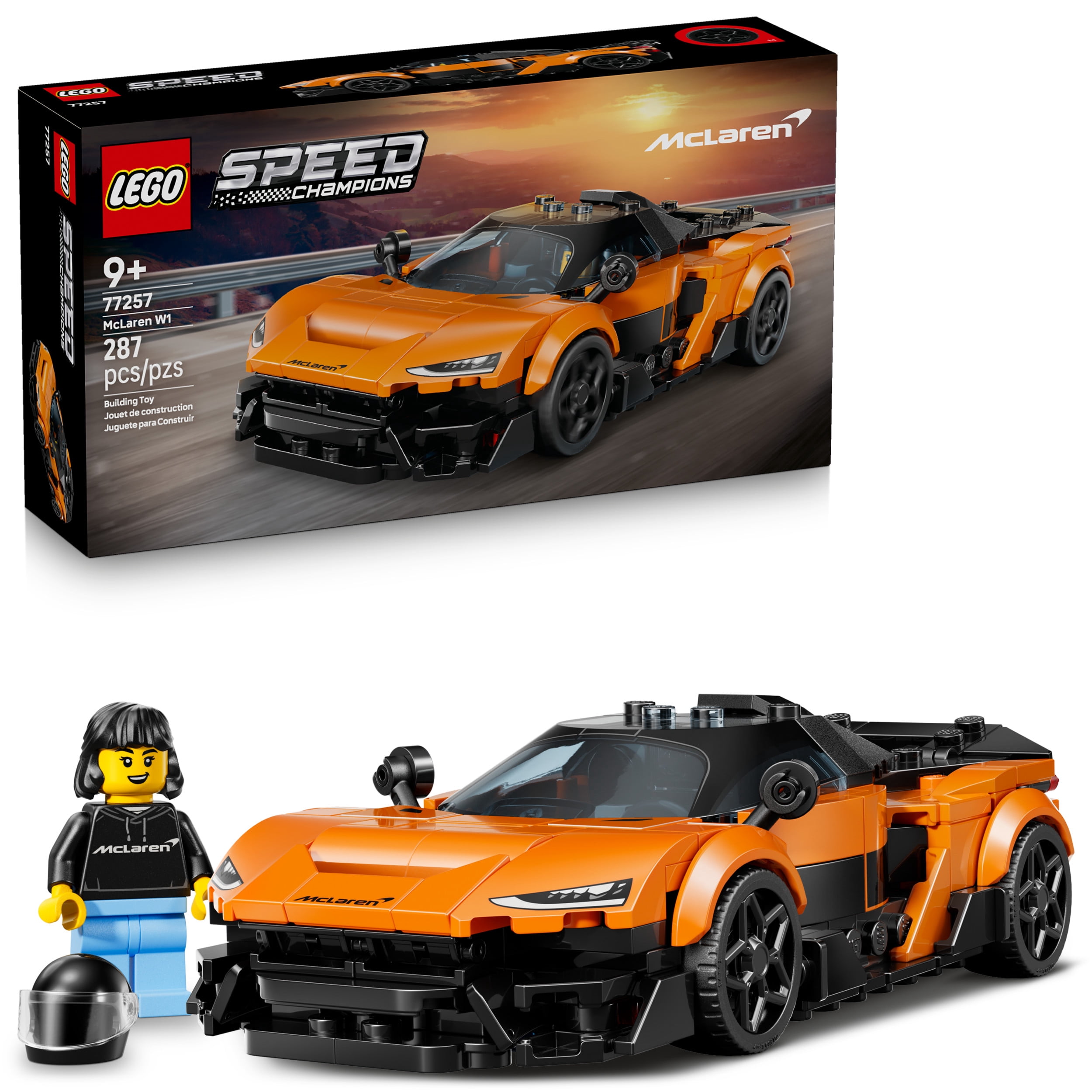 LEGO Speed Champions McLaren W1 Race Car Toy for Boys & Girls, Ages 9+ - Building Set for Pretend Play & Display w/1 Driver Minifigure - Gift Idea for Kids & Supercar Fans - 77257