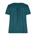 thumbnail image 4 of Yuyuzo Plus Size Tops for Women V Neck Lace Stitching Tunic Tops Short Sleeve Basic Summer Tee Shirts, 4 of 5