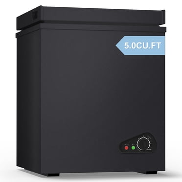 TABU 5.0 Cu.Ft Chest Freezer, Deep Freezer with 7 Level Adjustable Thermostat & Removable Basket, Low Noise(Black)