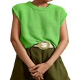 thumbnail image 1 of Gilets Pulls Unis pour Femmes Col Rond Manches Courtes Amples, 1 of 6