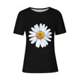 thumbnail image 4 of BVOFAR Hauts pour Femmes Été Tendance T-Shirts Graphiques Marguerite Décontractés Coupe Ample Blouses Col Rond Manches Courtes Chemises 2025, 4 of 4