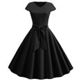 thumbnail image 1 of EGNMCR Robes d'Été Femmes Tendance 2024 Femmes Vintage Manches Courtes 50s Ménagère Décontractée Soirée Fête Bal Robe, 1 of 9
