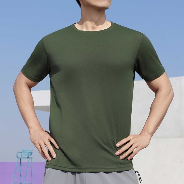 Styesk T-Shirts pour Homme Couleur Unie Décontracté Élastique Sports Manches Courtes Col Rond Blouses