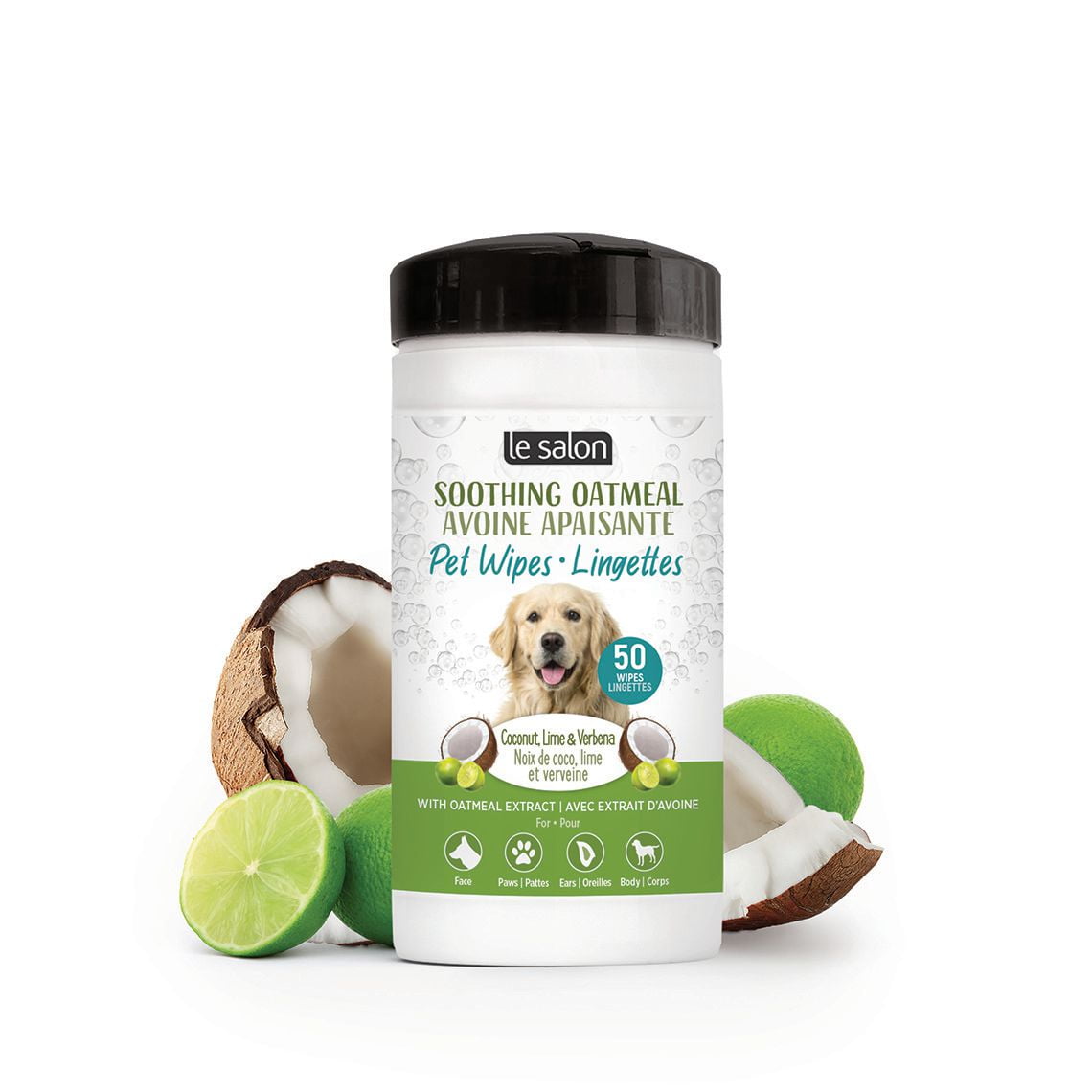 Le Salon Lingettes pour Animaux de Compagnie à l'Avoine Apaisante, Lingettes pour Chiens Lot de 50