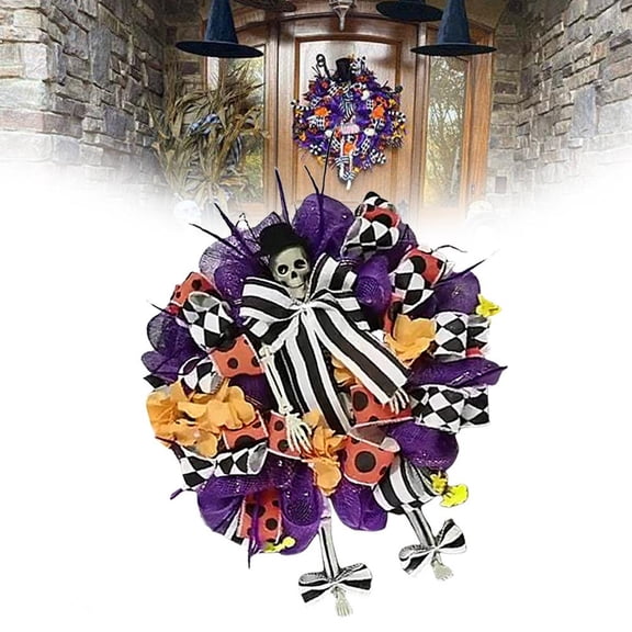 Couronne d'Halloween Effrayant Pendentif de Porte Décoration Suspendue Accessoires de Décoration d'Halloween pour Murs Salon Fenêtres
