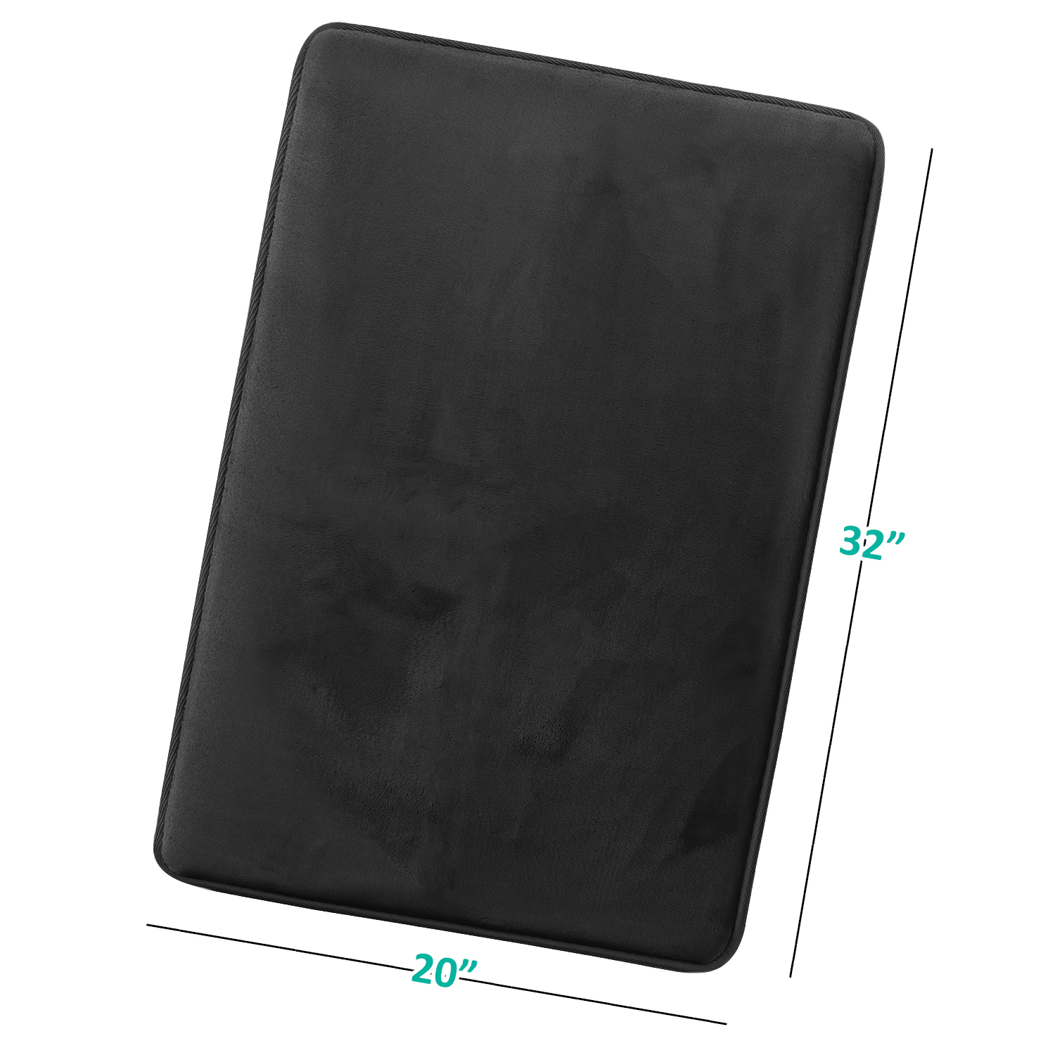 1 Large Clara Clark Bath Mat Bathroom Rug - Absorbent Memory Foam Bath Rugs - Non-Slip, Thick, Cozy Velvet Feel Microfiber Bathrug, Plush Shower, Toilet- Floor Bathmats Carpet - Black - 20"x32"