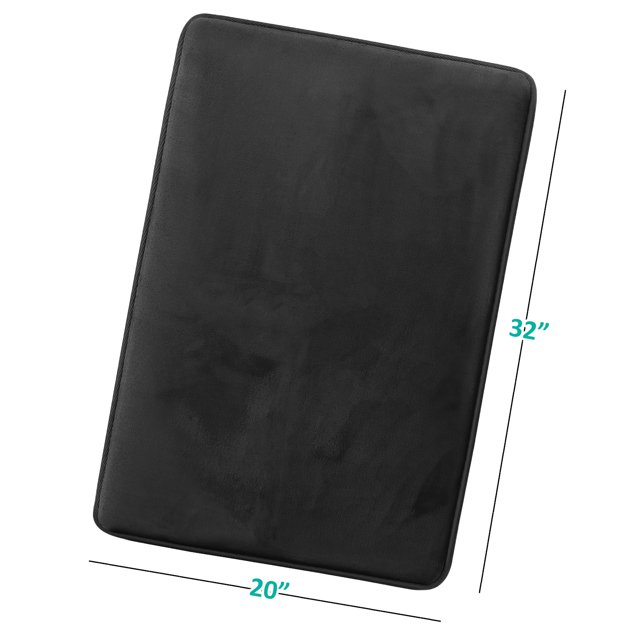 1 Large Clara Clark Bath Mat Bathroom Rug - Absorbent Memory Foam Bath Rugs - Non-Slip, Thick, Cozy Velvet Feel Microfiber Bathrug, Plush Shower, Toilet- Floor Bathmats Carpet - Black - 20"x32"