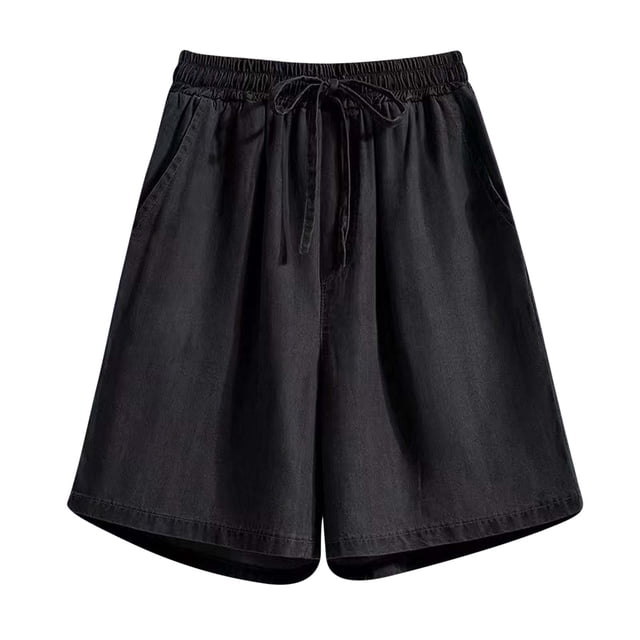 XZNGL Shorts de Mode pour Femmes Shorts en Denim Unis Décontractés Amples avec Poches pour Femmes