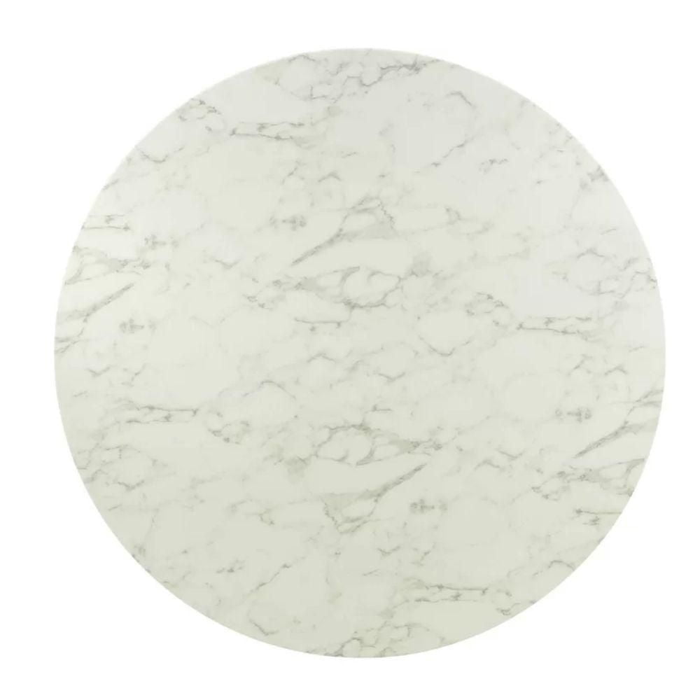 Leo dining table faux marble 36"  with pedestal white base
