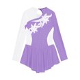 thumbnail image 3 of RUNQHUI Enfants Filles Manches Longues Ballet Danse Justaucorps Gymnastique Dos Creux Strass Sequins Rouleau Lavande 6, 3 of 5
