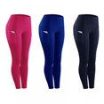 thumbnail image 3 of Pantalon Legging Haute Élasticité Femme Uni Extensible Compression Tenue de Sport Décontractée Yoga Jogging Leggings Pantalons avec Poche, 3 of 5