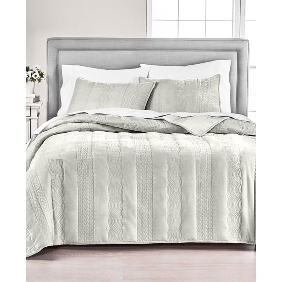 Martha Stewart Collection Courtepointe en Velours Torsadé Lit Simple Gris Polyester