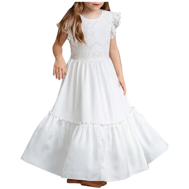 TJAZFJPA Girls Spring Dresses Kids Toddler Girls Solid Color Party Dress Short Sleeve Irregular Hemline Princess Dress Evening Dress Clothes Purple Dress for Girls