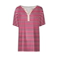 thumbnail image 5 of LOVZFMLL T-Shirts d'Été pour Femmes Mode à Rayures Imprimées Manches Courtes Blouse-Col T-Shirt Décontracté à Boutons, 5 of 5