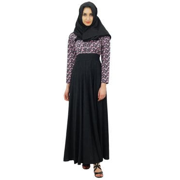 Bimba Robe Abaya Maxi pour Femmes en Rayonne Jilbab avec Hijab en Coton