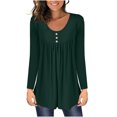 thumbnail image 1 of FAIWAD Tunique Basique pour Femmes Manches Longues Col Rond Bouton Blouse Décontractée Plissée Ample Chandail, 1 of 6