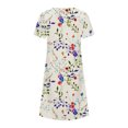 thumbnail image 5 of Pisexur Robe à Manches Courtes à Col Rond pour Femme Été Décontractée Col Rond Manches Courtes Plissée Imprimée Robes Femme Robe, 5 of 5