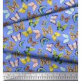 thumbnail image 2 of Soimoi Blue Moss Georgette Fabric Colorful Butterfly Printed Fabric 1 Yard 42 Inch Wide, 2 of 5