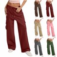 thumbnail image 1 of WRKEKC Women Cargo Joggers Casual Workout Pants Drawstring Waist Multiple Pockets Sporty Style, 1 of 5