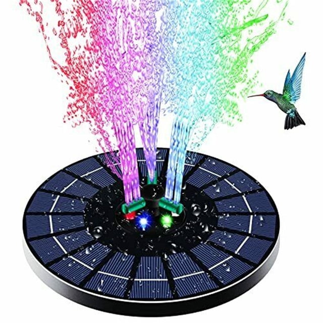 Colorful Led Solar Fountain With Rotating Nozzle High Power Water Pump With Battery Backup For Pond Swimming Pool