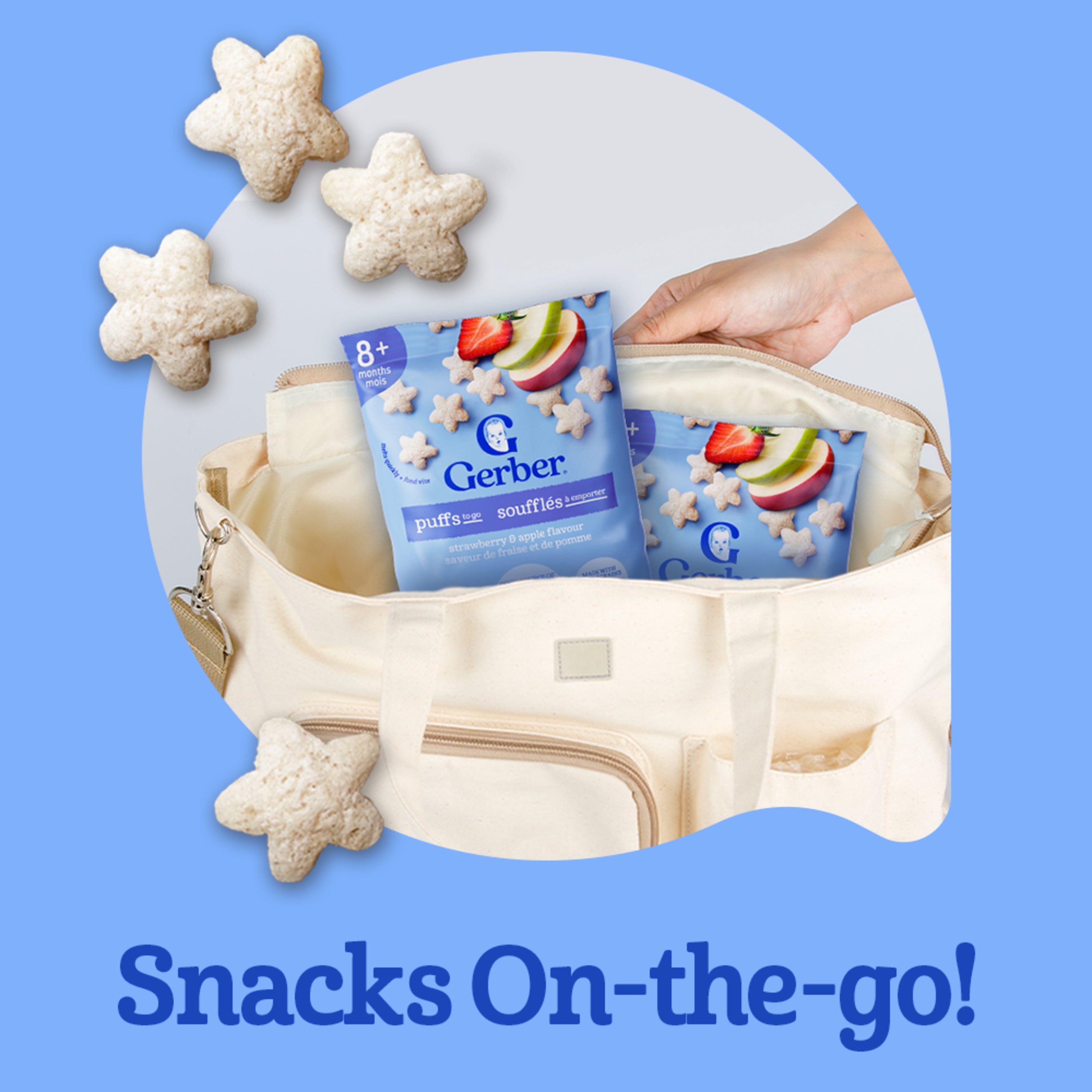 GERBER Puffs To Go, Strawberry & Apple, For 8 Months & Up, Non-GMO, Whole Grains