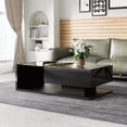 thumbnail image 3 of Coffee Table, High-Gloss Black, Side Tables, Coffee Tables with Glass and LED Effect, 3 of 14