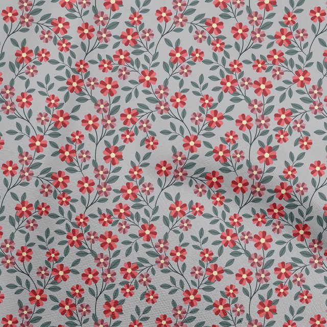 oneOone Velvet Red Fabric Floral Sewing Material Print Fabric By The Yard 58 Inch Wide