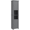 thumbnail image 1 of HOMCOM Armoire de Rangement Haute pour Salle de Bain avec Tablette à 2 Niveaux et 2 Portes Gris, 1 of 10