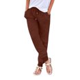thumbnail image 2 of RKSTN Womns Pants Casual Drawstring Elastic Waist Cotton Linen Long Pants Lightweight Soft Workout Pants, 2 of 5