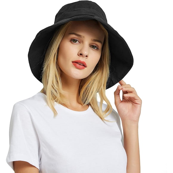 Womens Bucket Hat Summer Foldable Wide Brim Cotton Sun Hat Beach Hat