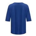 thumbnail image 4 of cfhntfmh T-Shirts à Manches 3/4 pour Femmes, Décontractés, Amples, Col Ras du Cou, Été, Mignons, Tuniques Unies, 2025, 4 of 5