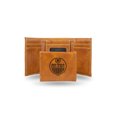 thumbnail image 1 of Edmonton Oilers  Laser Engraved Brown Trifold Wallet, 1 of 1