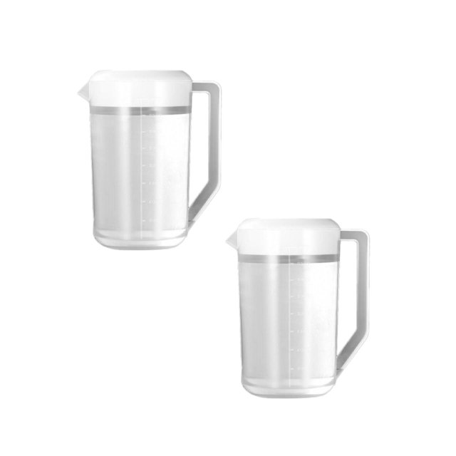 Oleegame 2PC Blue Juice Plastic Pitcher With Lid Large Capacity Cold Water Kettle For Juice Milk Tea Iced Coffee And Homemade Beverage