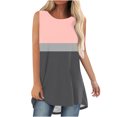thumbnail image 2 of lSLJS Débardeur Femme Été Assorti de Couleurs Col Rond Sans Manches Tunique Décontractée Hauts Blouse, Débardeurs Femme, 2 of 5